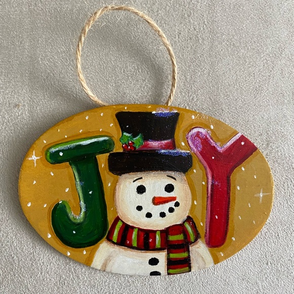 Hand Crafted Other - Hand Crafted Snowman JOY Ornament